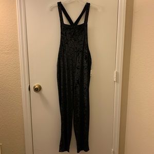 Black velvet overalls